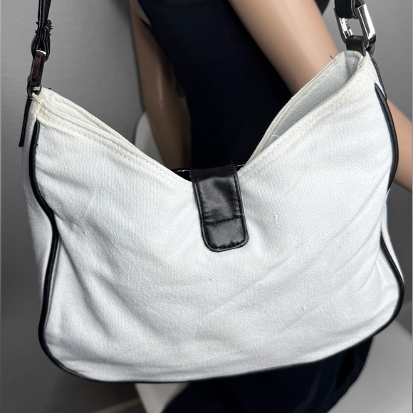 Disney Canvas Tote Bag One Size‎ Cream Off‑White Mickey Icon Zip Interior - Picture 5 of 10